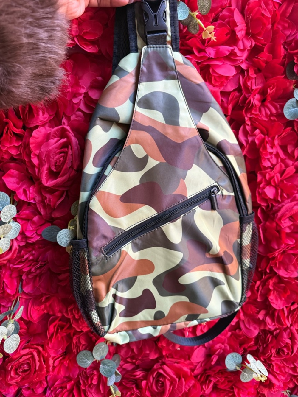 Camouflage Sling Crossbody Bag Green/Brown Camo